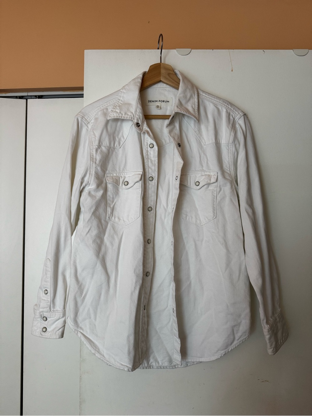 Denim Forum White Jean Jacket Relaxed Fit
